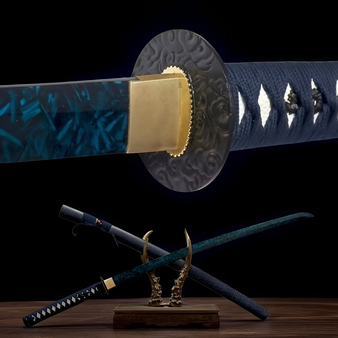 The traditional blue blade katana for collectors and warriors alike