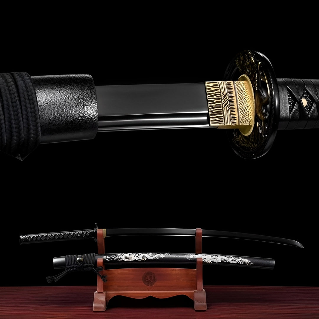 The elegance of the Full Black Katana lies in its perfect union of tradition and darkness