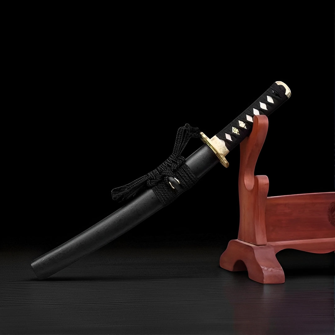 The Hagane tanto embodies pure strength in classic black steel