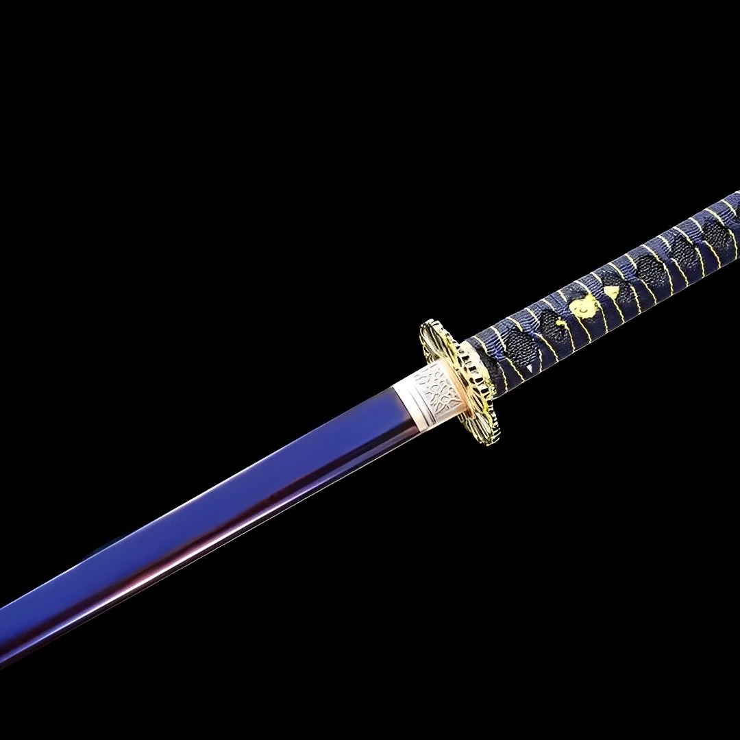 Straight Yoru no Kage blade with blue and purple tones