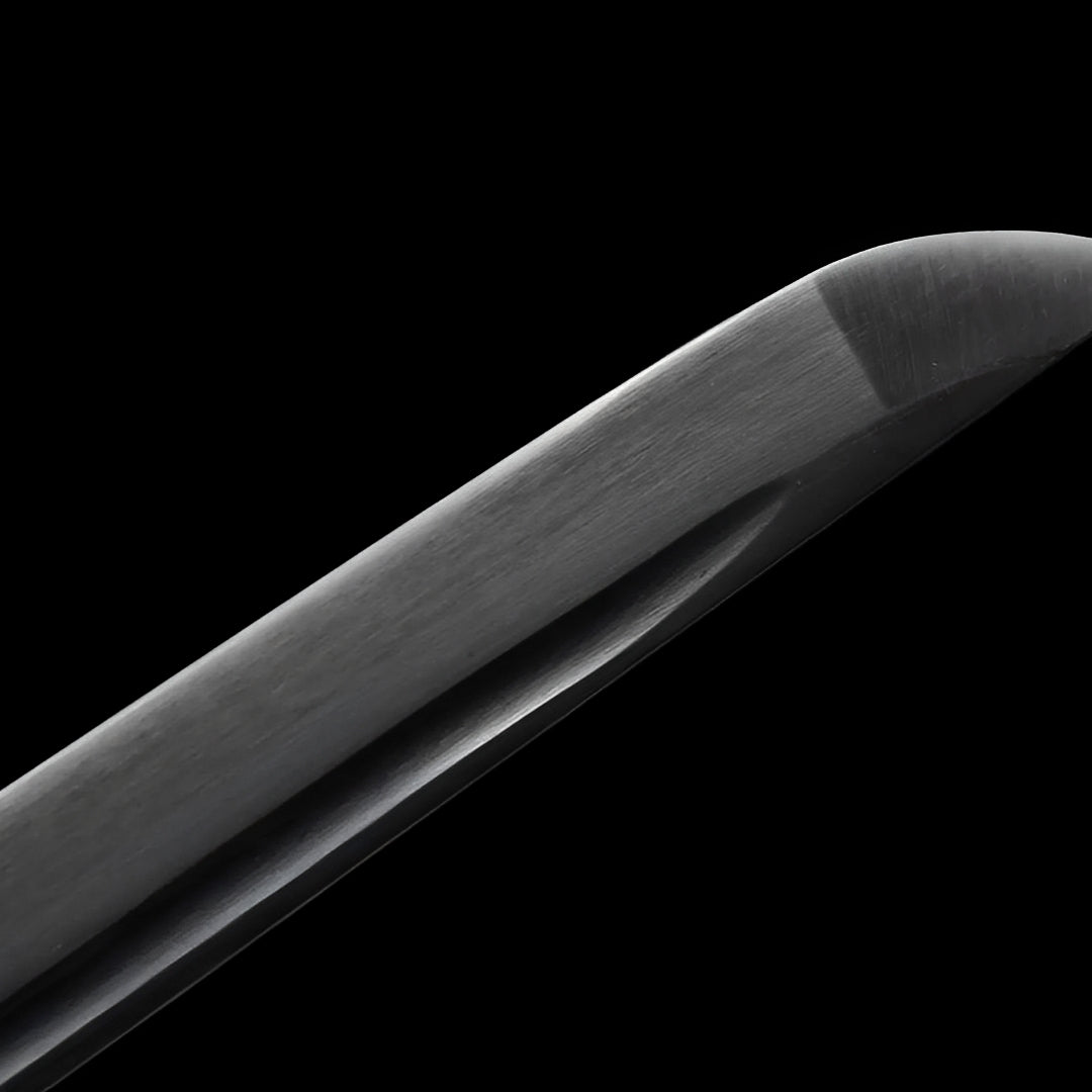 Polished straight blade and point of the Kagehana ninjato