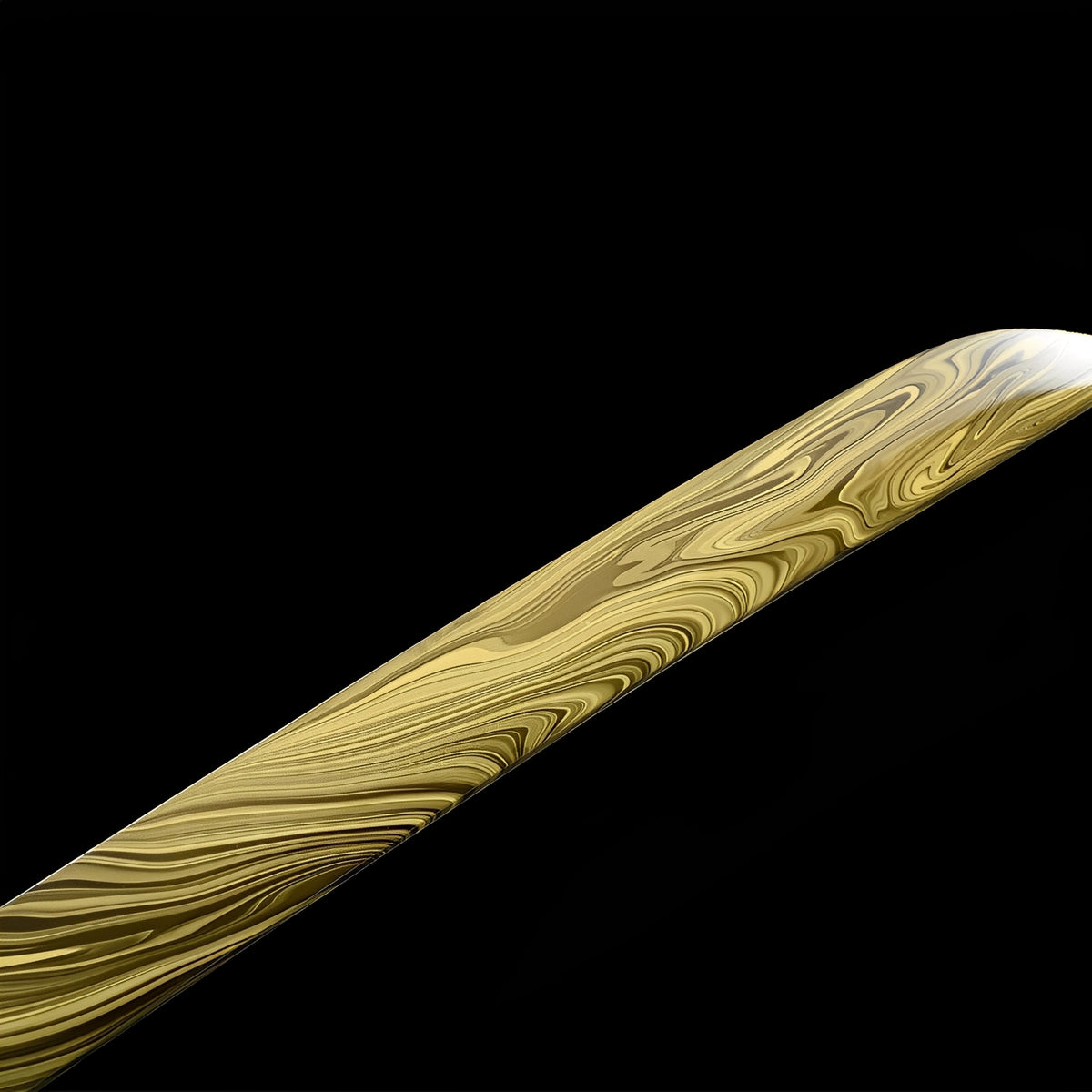 Golden swirl pattern toward the tip of the Molten Gold blade