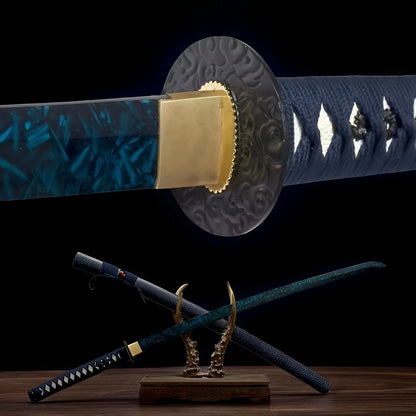 The traditional blue blade katana for collectors and warriors alike