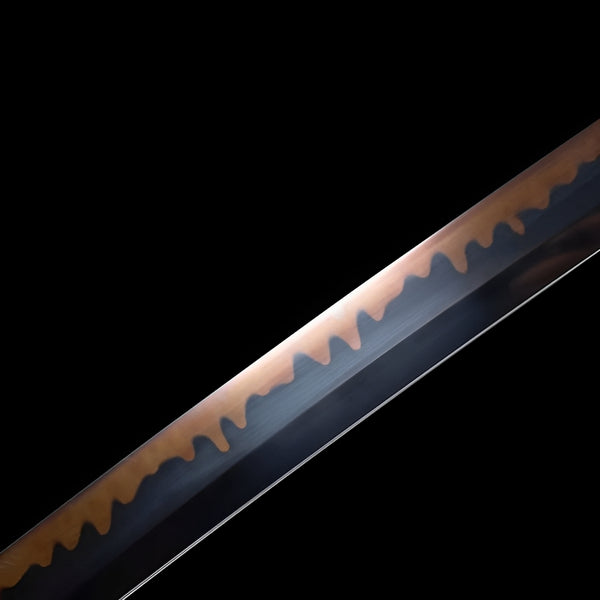 Akagane Katana (T10 Steel, Genuine Hamon & Ray Skin) - full set on display