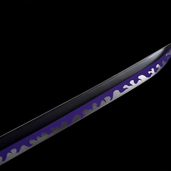 Enma katana 1060 carbon steel blade with flame hamon pattern
