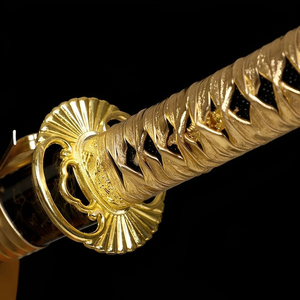Gold Katana Sword - full set on display