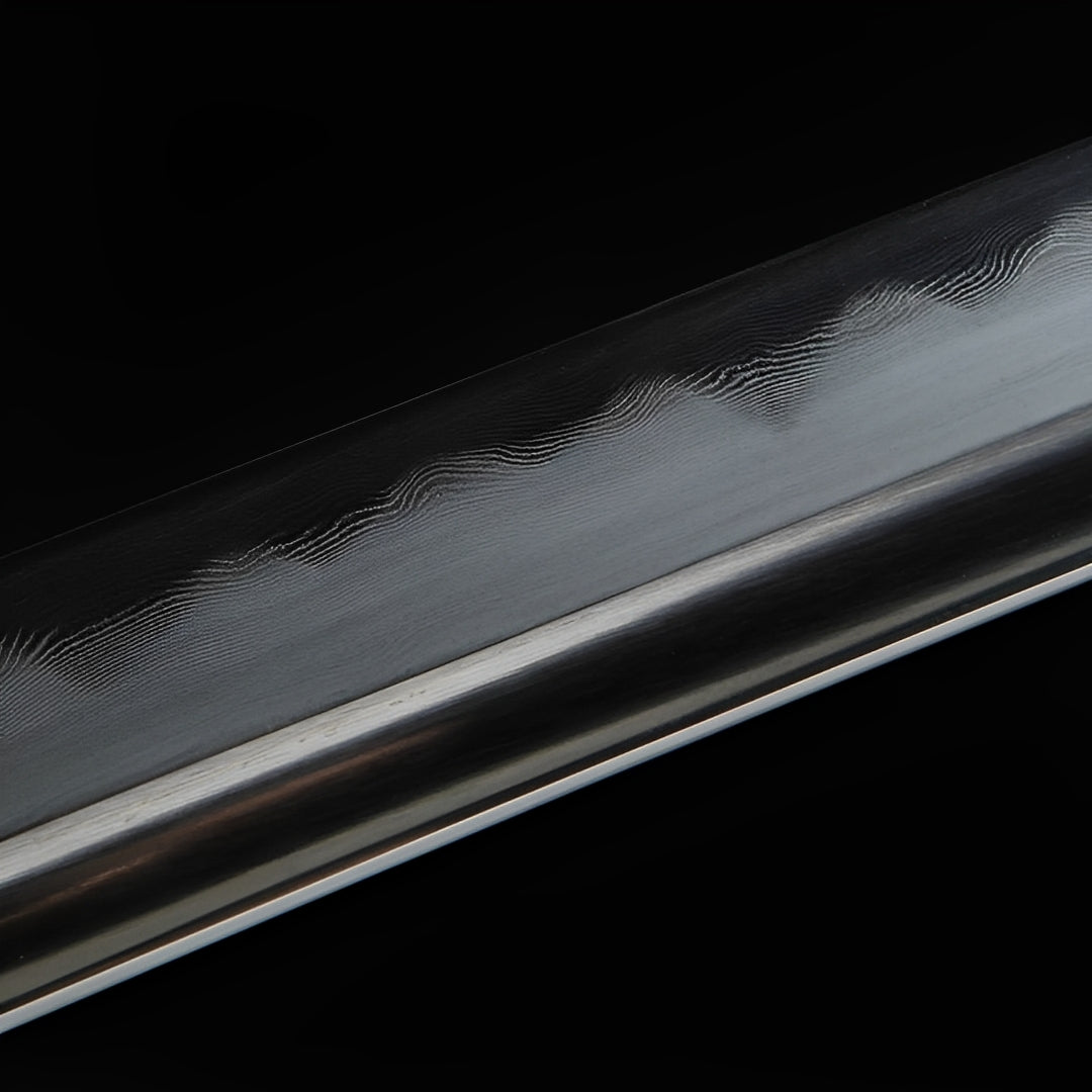 Close-up of the Kagekuro blade surface and hamon