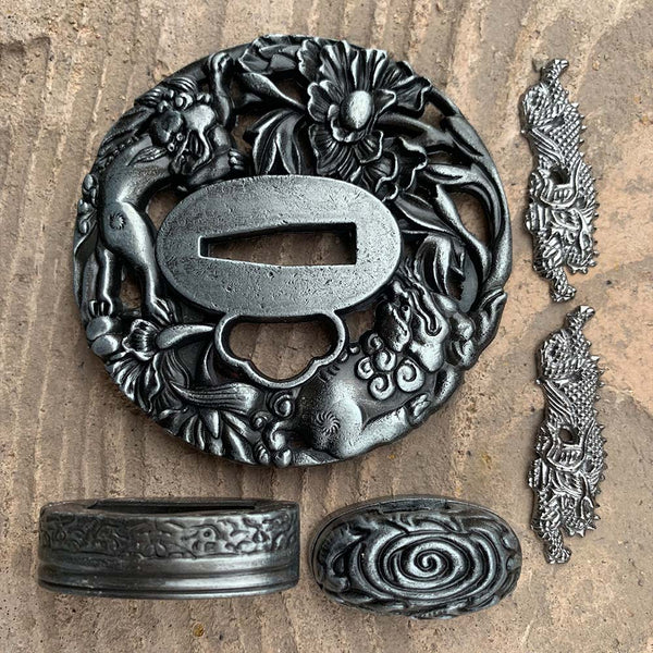 Tsuba Steel Alloy 8 guard and matching fittings available in the configurator