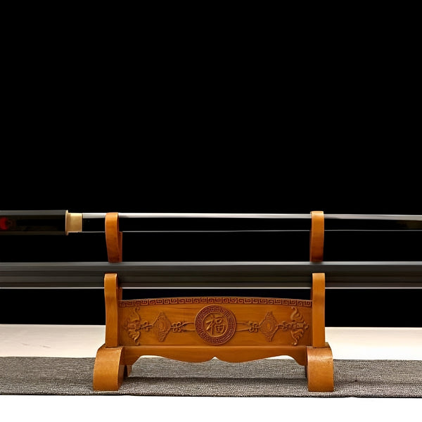 Sasuke katana 1060 carbon steel straight blade chokutō with polished finish and brass fittings