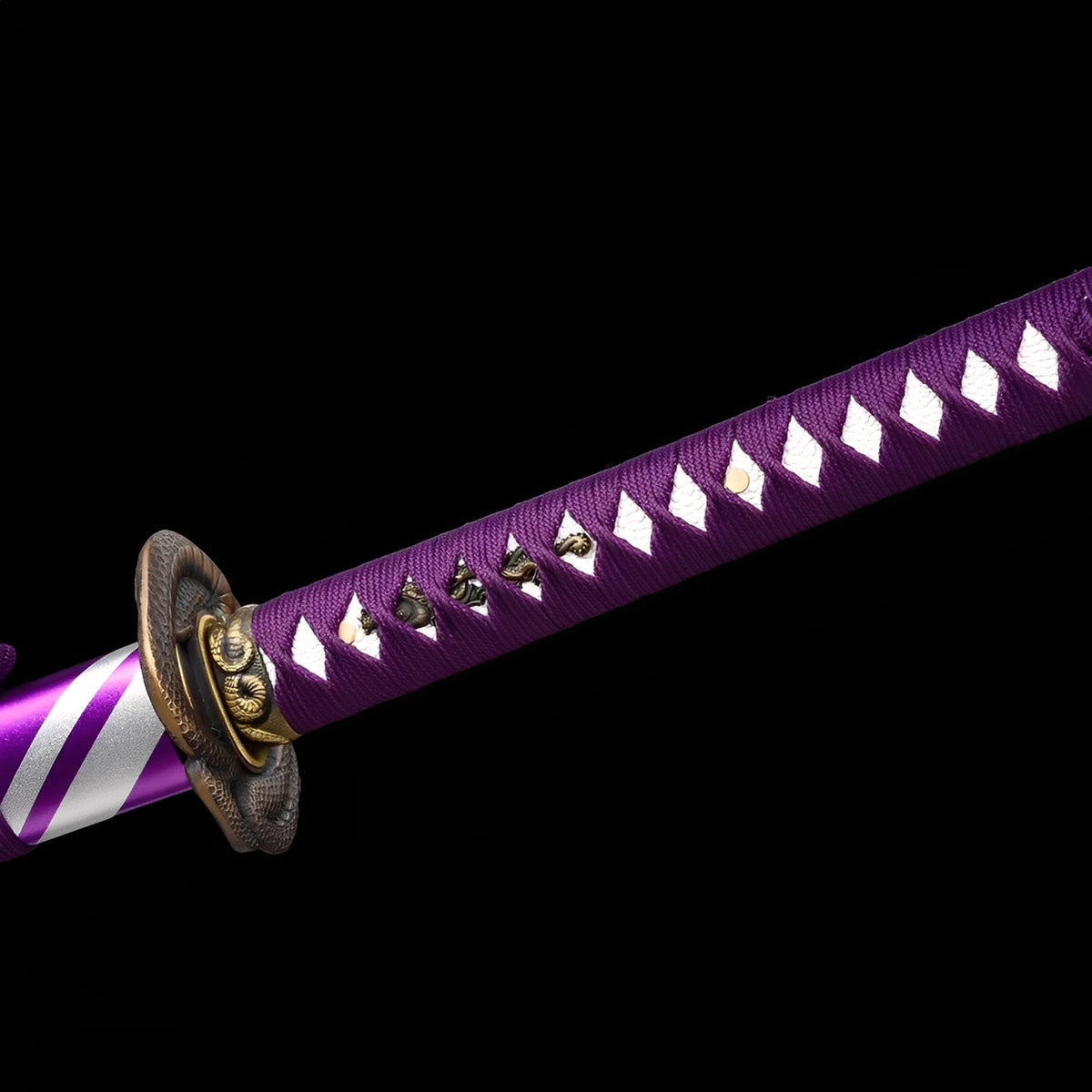 Purple cotton wrapping and dark sculpted guard on Baioretto