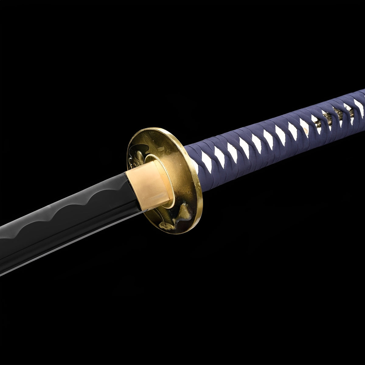 Arashi no Kiri blade with navy wrapping and warm-toned guard