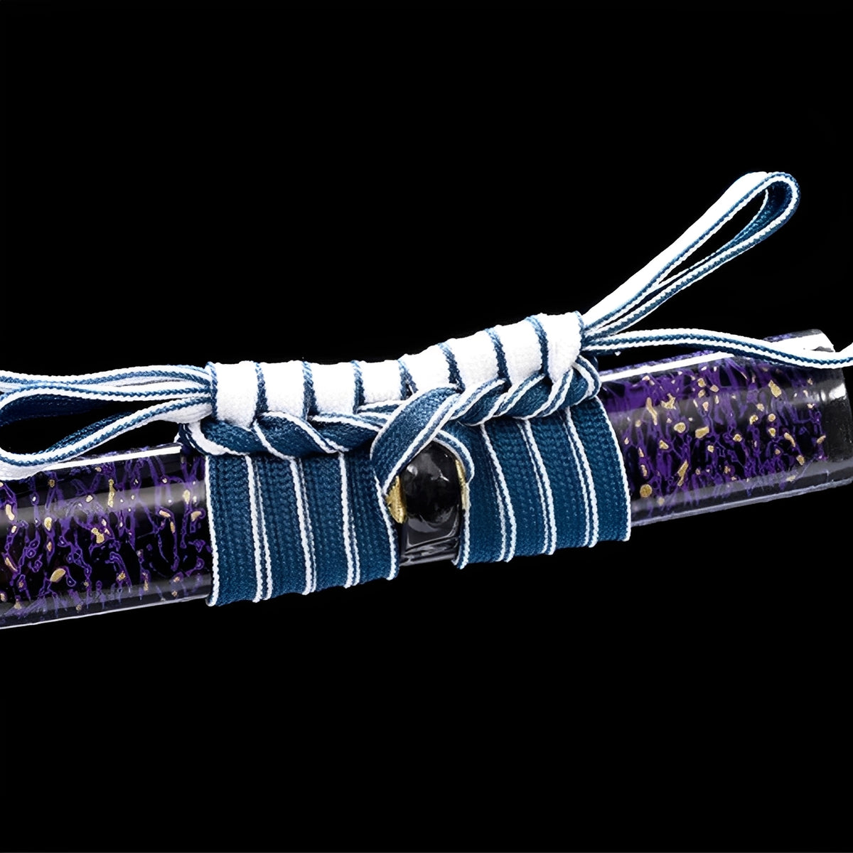 Purple saya with gold specks and a blue-and-white cord on Amethyst Nebula