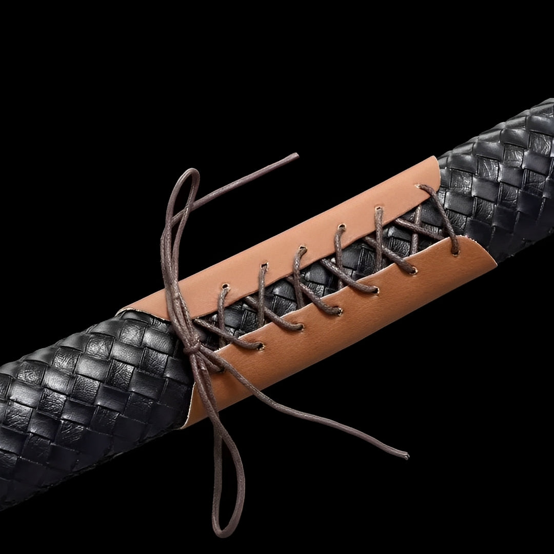Kurohana textured black saya with a brown laced panel
